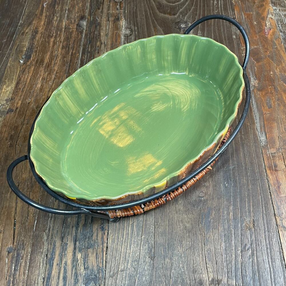 Temptations by Tara Santo Mauro Ovenware for CSA Oval Casserole Dish With Stand
